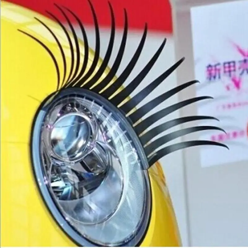 Lash Mapping Sticker - 車のヘッドライトを飾るためのつけまつげステッカー,3D,魅力的,黒,面白いステッカー,1ペア