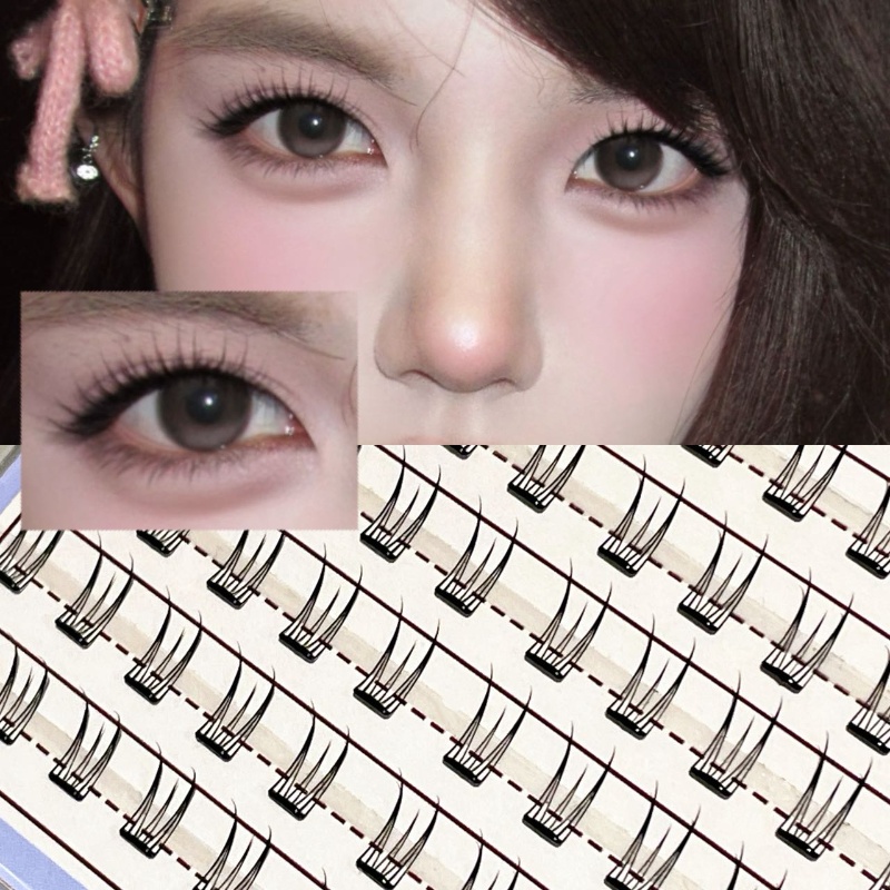 Lash Adhesive Glue - ミクシャオヘ グルーフリー薄型まつげエクステ 4種類 軽量で繊細なまつげ束 カメラ対応 軽いメイクや大胆なメイクに最適