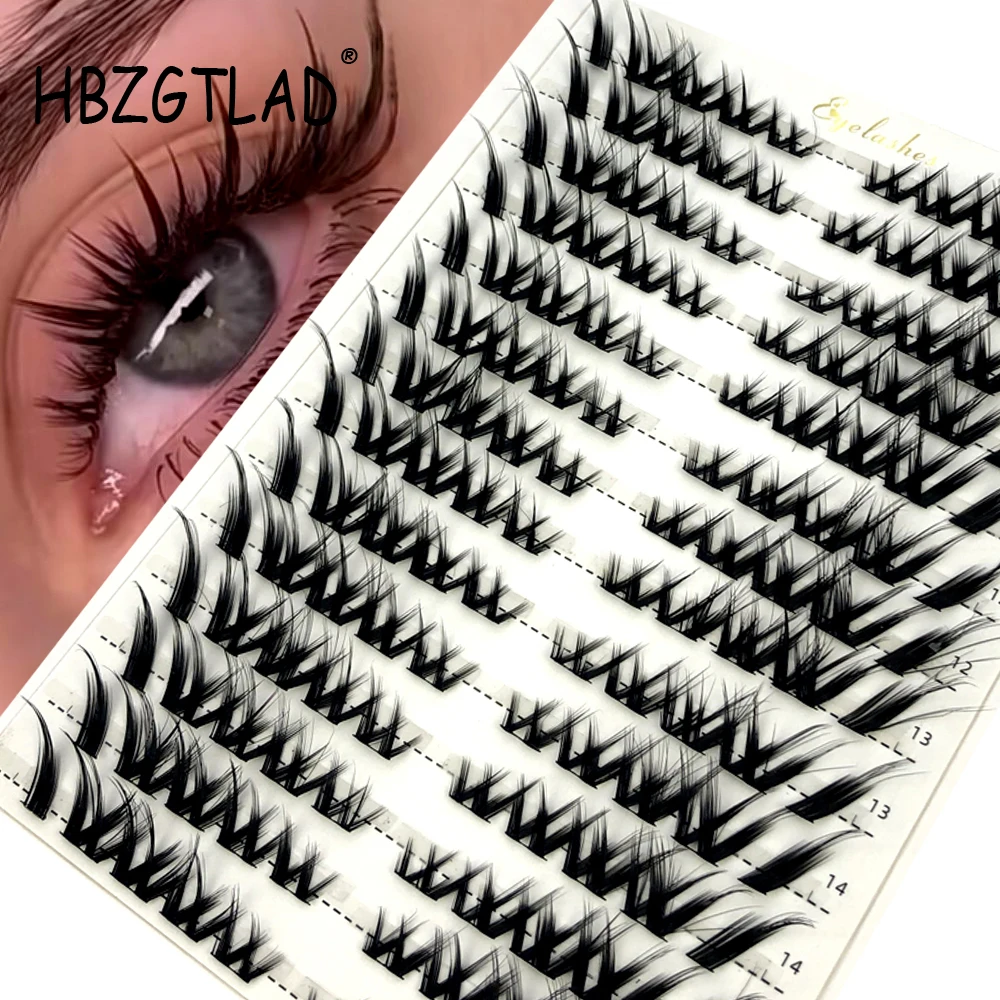 Eyelash Extension Cat Eye - シングルクラスターまつげエクステンションミックス 3D ふわふわセグメント化されたナチュラルミンクキャットアイ効果メイクまつげ個別のつけまつげ