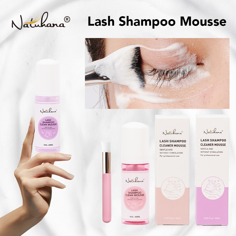 Eyelash Extension London - Natuhana 60 ミリリットルまつげエクステンションシャンプームースつけまつげ接着剤アクセサリーラッシュクリーニングフォーム無刺激メイクツール
