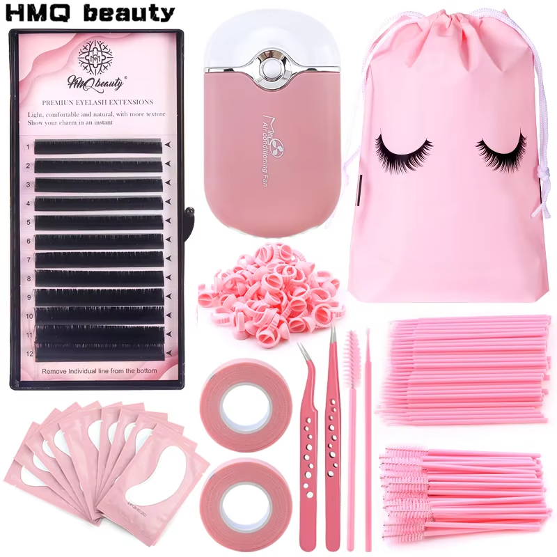 Eyelash Extension Fan - 268 個まつげエクステンションキットブラシセットプロフェッショナルマイクロリップブラシ USB ミニファン接着剤リングまつげピンセットメイクアップツール