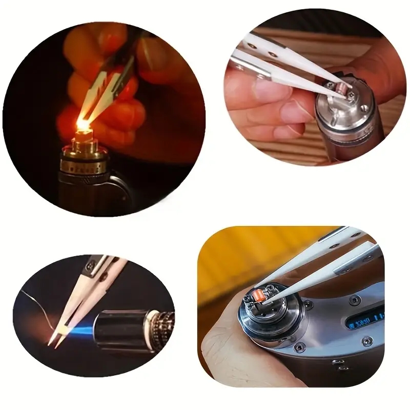 Isolation Tweezer Curved - セラミック帯電防止ピンセット、工業用ステンレス鋼セラミックピンセット、ストレート/絶縁カーブポイント、黒色ピンセット