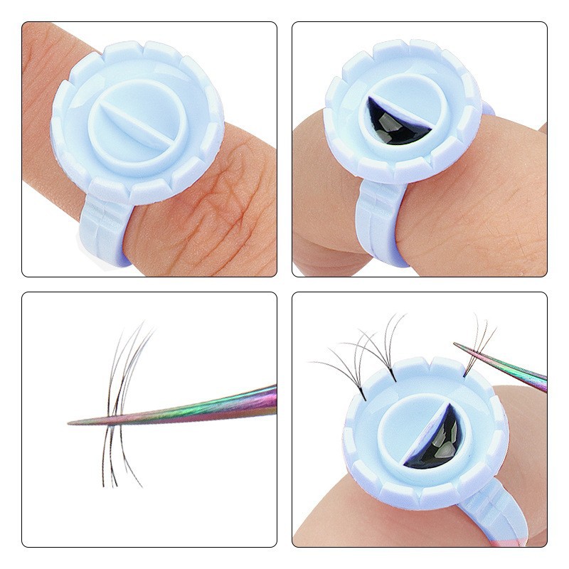 100 個使い捨て接着剤リングホルダーまつげエクステンション - Eyelash Extension Fan のレビューと価格