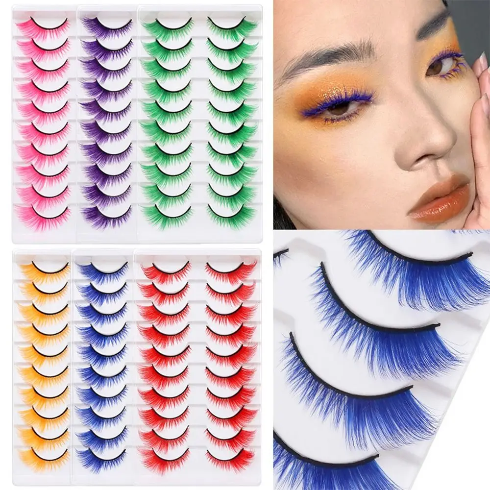 10 ペアドラマチックルックカラーまつげカラフルな赤緑ピンク - Eyelash Extension Cat Eye のレビューと価格