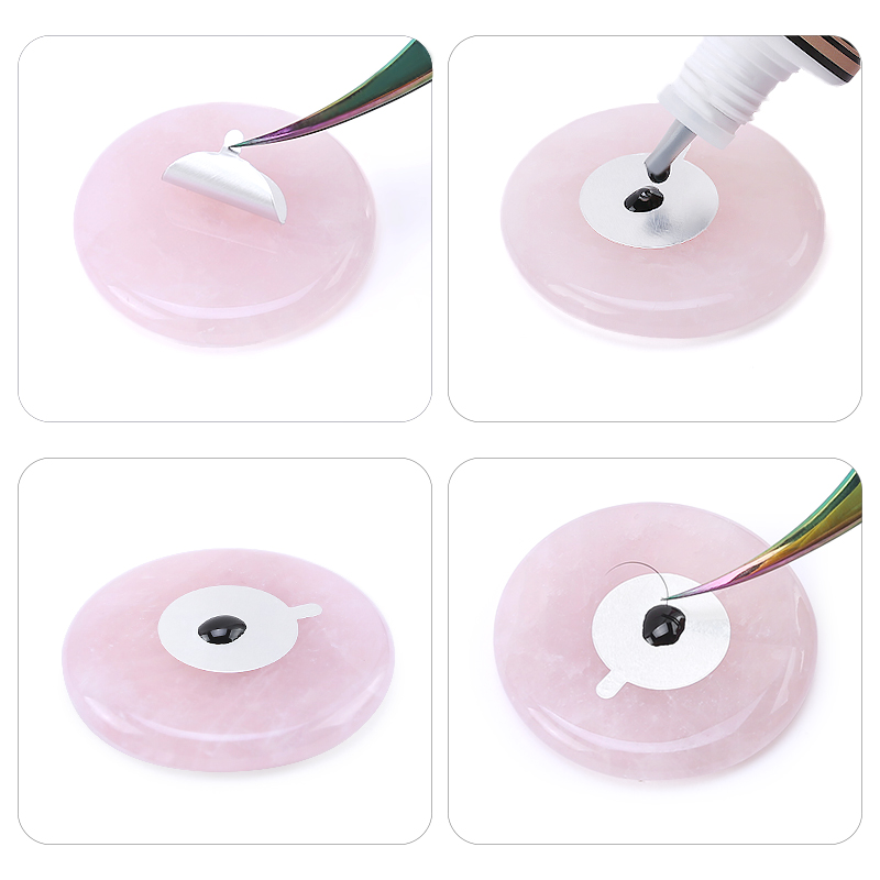接着剤パレットまつげエクステピンクグリーン翡翠石再利用可能な - Eyelash Extension London のレビューと価格